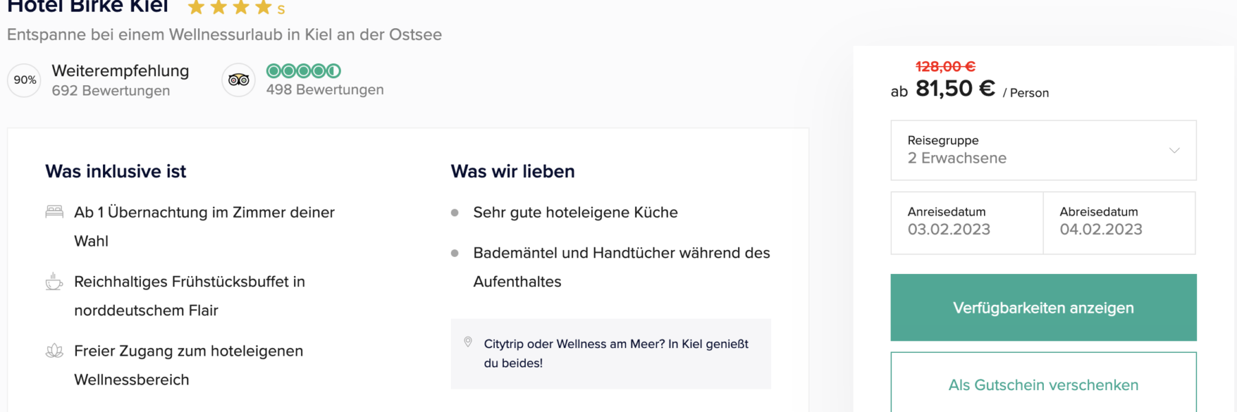 Hotel Birke Kiel Angebot