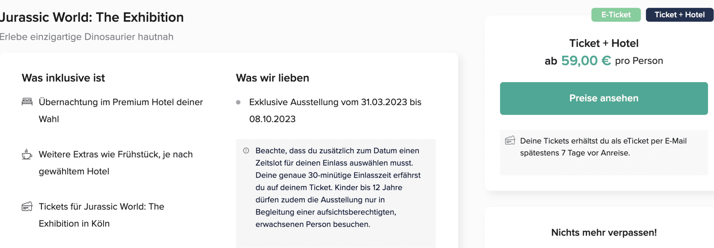 Jurassic World The Exhibition Köln Angebot