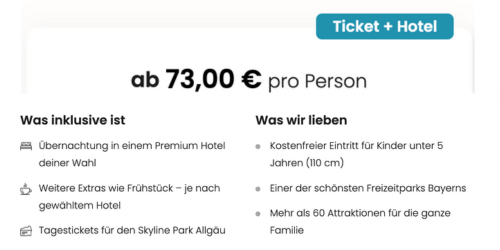 Skyline Park Angebot mit Übernachtung im Hotel