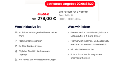 Chiemgau Therme Angebot mit Hotel